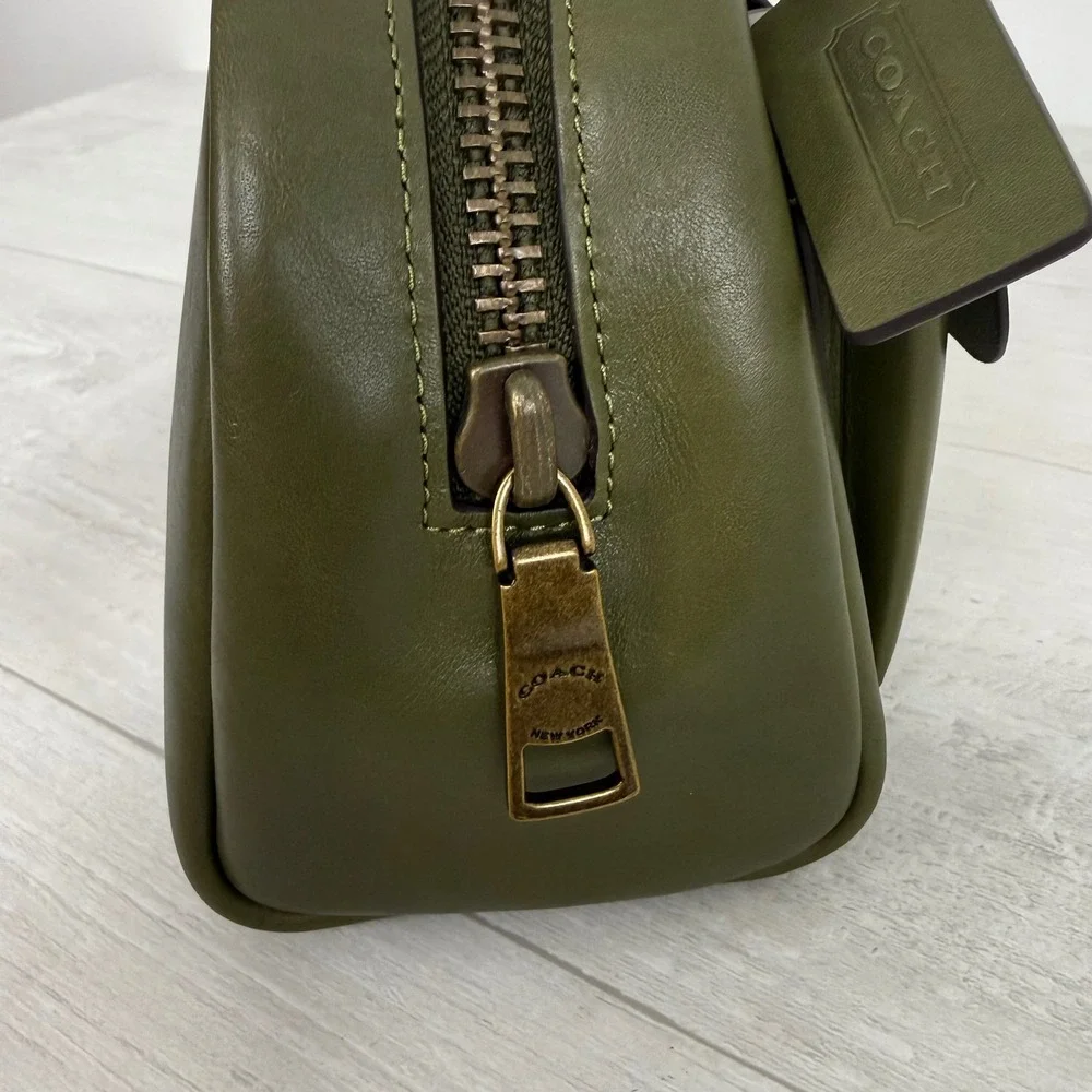 Coach The Twin Turnlock Bag 20 Small Olive Green Leather Satchel Y2K Handbag